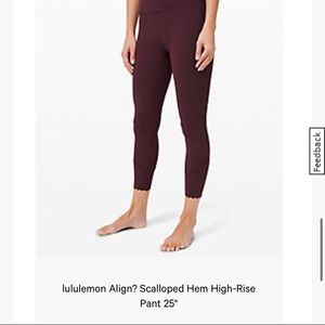 Lululemon Scallop edge Align tight 25”